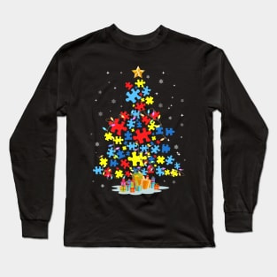 Autism Awareness Christmas Tree Xmas Gift Long Sleeve T-Shirt